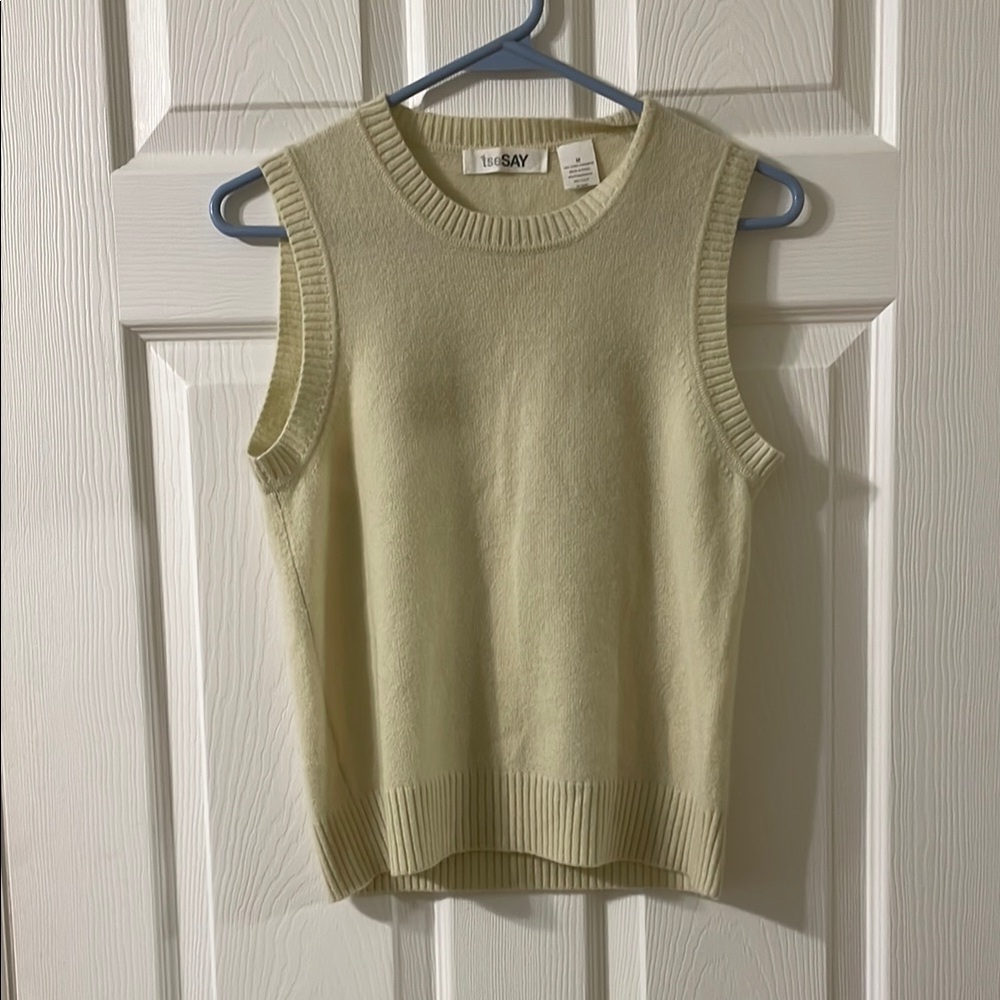 TSE Say cashmere yellow/Tan Crew Neck knit sweater vest